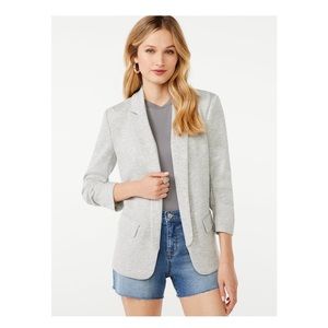 Scoop Women's Relaxed Scuba Knit Blazer with Scrunch Sleeves, Size L